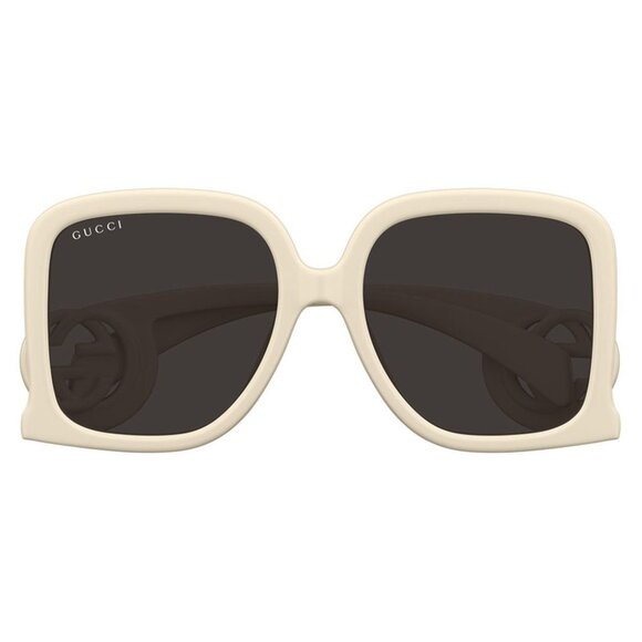 NEW GUCCI SUNGLASSES GUCCI GG1326S 009 DARK IVORY/GREY MIRROR EYEWEAR